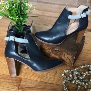 Billy Ella Block Leather D'orsay chunky cutout western coastal breathable boho